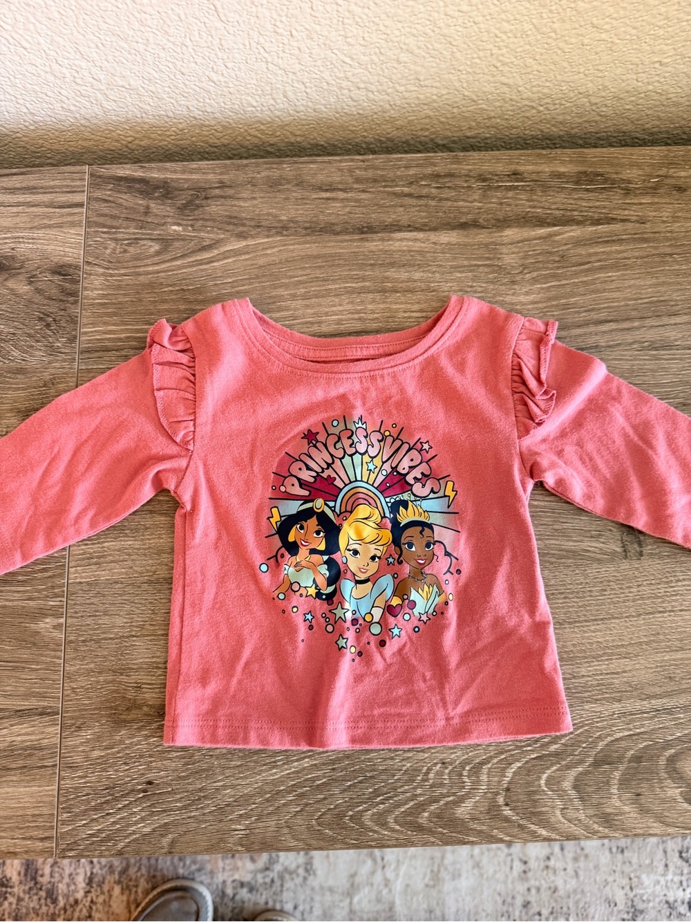 Disney Girls' Coral Pink Princesses Long Sleeve Top